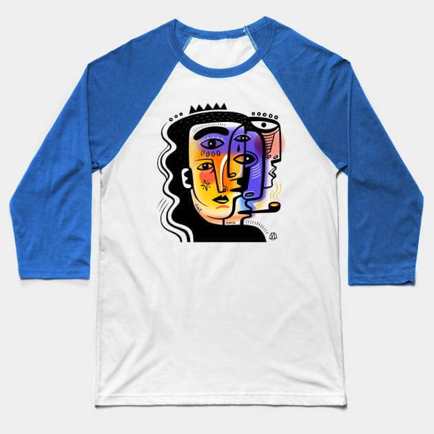 Picasso face style Baseball T-Shirt by Daria Kusto